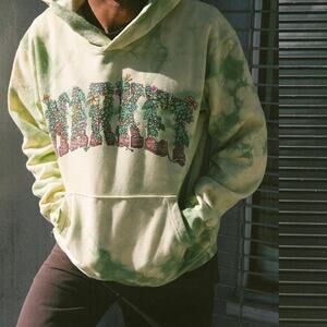 Market Arc Hawaiian Garden Tie Dye Hoodie Sz L Green Yellow Urbancore Sweatshirt